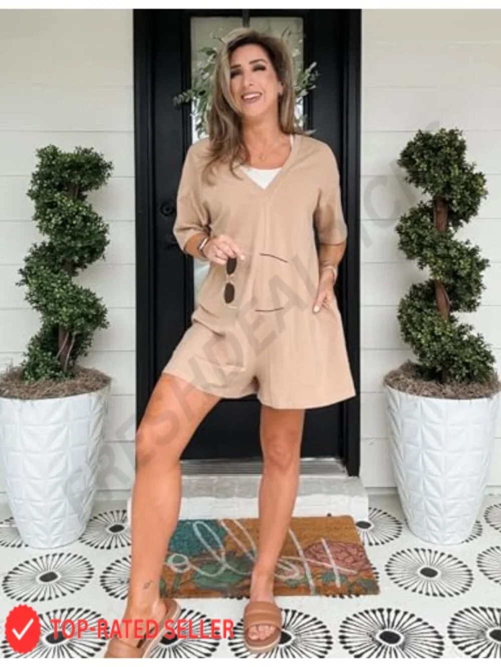 Oversized Romper Short Sleeve Casual Cotton Spandex Loose Jumpsuit Summer